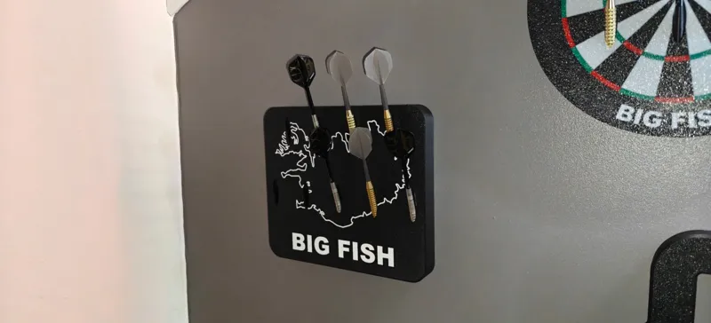 Píluhaldari með útlínum Íslands og textanum BIG FISH